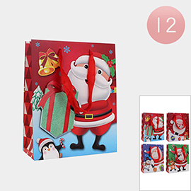12PCS - Christmas Gift Santa Claus Rudolph Snowman Printed Gift Bags