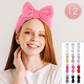 12PCS -Solid Bow Facial Headbands