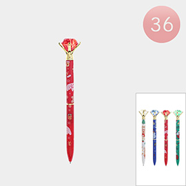 36PCS - Santa Claus Rudolph Snowman Stone Diamond Ball Pens