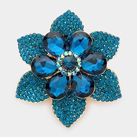 Teardrop Stone Accented Flower Pin Brooch