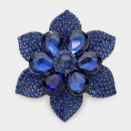 Teardrop Stone Accented Flower Pin Brooch