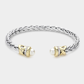 Pearl Tip Metal Cuff Bracelet