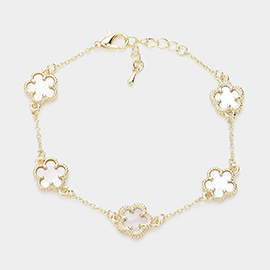 Mother of Pearl Flower Station Bracelet