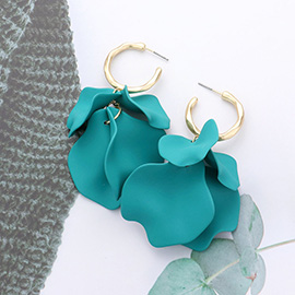 Metal Hoop Petal Link Dangle Earrings