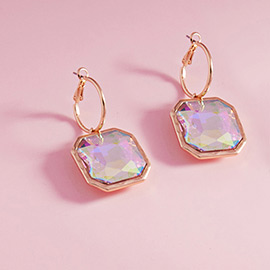 Octagon Stone Dangle Earrings