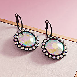 Round Stone Dangle Earrings