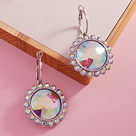 Round Stone Dangle Earrings