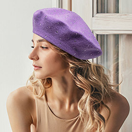 Bling Solid Beret Hat