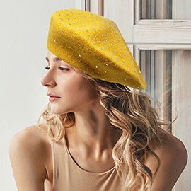 Bling Solid Beret Hat