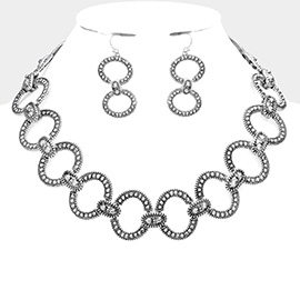 Antique Open Metal Oval Link Necklace