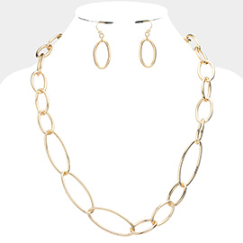 Open Metal Oval Link Necklace