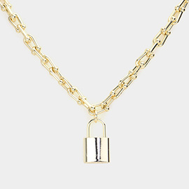 Metal Lock Pendant Necklace