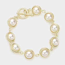 Pearl Link Toggle Bracelet