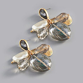 Pearl Geometric Bead Link Dangle Earrings