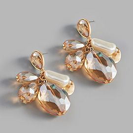 Pearl Geometric Bead Link Dangle Earrings