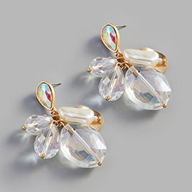 Pearl Geometric Bead Link Dangle Earrings