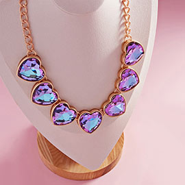 Heart Stone Cluster Necklace