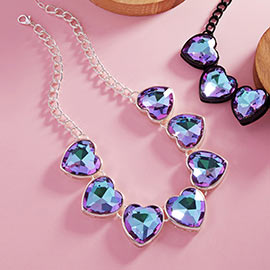 Heart Stone Cluster Necklace