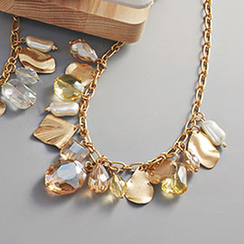 Pearl Geometric Bead Metal Link Necklace