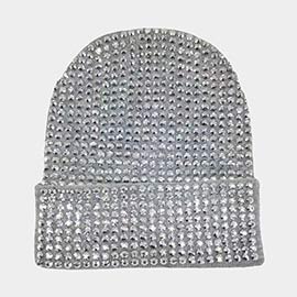 Studded Solid Knit Beanie Hat