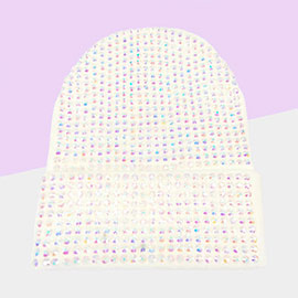 Studded Solid Knit Beanie Hat