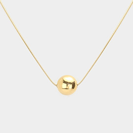 18K Gold Dipped Stainless Steel Ball Pendant Necklace