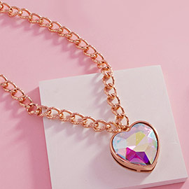 Heart Stone Pendant Necklace