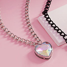 Heart Stone Pendant Necklace