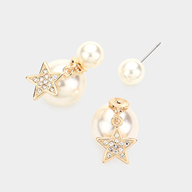 Star Pointed Double Sided Pearl Peekaboo Earrings
