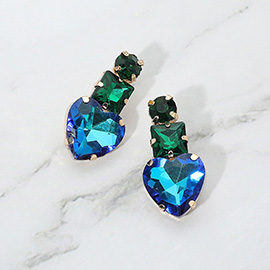 Geometric Round Square Heart Stone Dangle Earrings