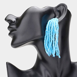 Faceted Beaded Tassel Dangle Earrings