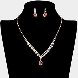 CZ Teardrop Stone Accented Necklace
