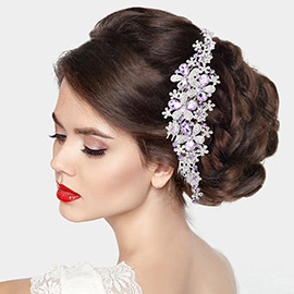 Teardrop Crystal Bead Floral Bun Wrap Headpiece