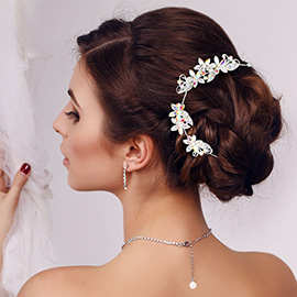 Marquise Stone Accented Flower Bun Wrap Headpiece