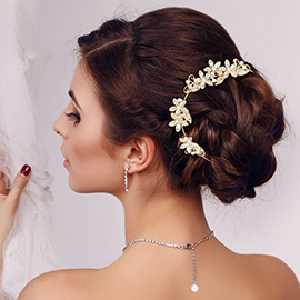 Marquise Stone Accented Flower Bun Wrap Headpiece