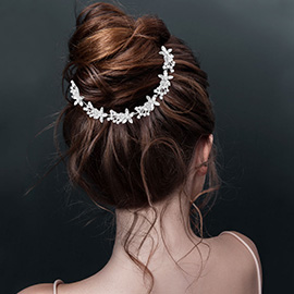 Marquise Stone Accented Flower Bun Wrap Headpiece