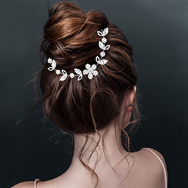 Marquise Stone Accented Flower Bun Wrap Headpiece