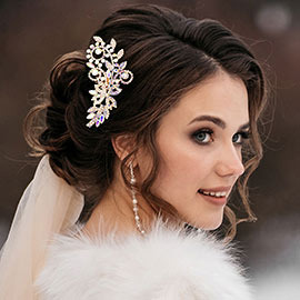 Marquise Stone Pointed Flower Hair Comb