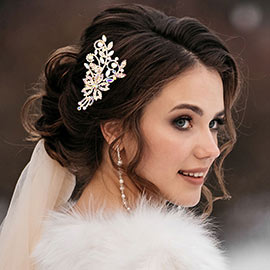 Marquise Stone Pointed Flower Hair Comb