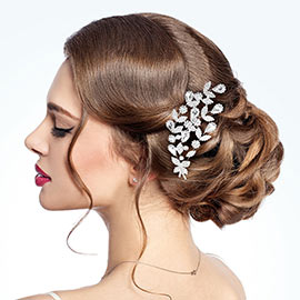 Marquise Stone Accented Floral Hair Comb