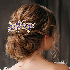 Bubble Stone Pointed Flower Bow Hair Comb