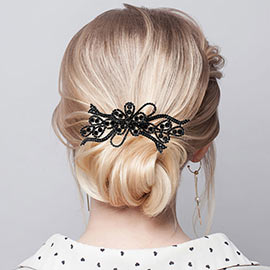 Bubble Stone Pointed Flower Bow Hair Comb