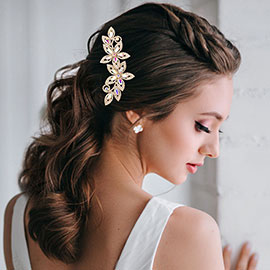 Marquise Stone Accented Flower Hair Comb