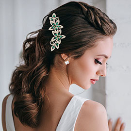 Marquise Stone Accented Flower Hair Comb