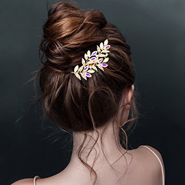 Marquise Stone Accented Leaf Cluster Hair Comb