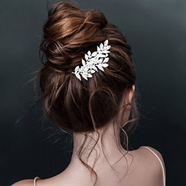 Marquise Stone Accented Leaf Cluster Hair Comb