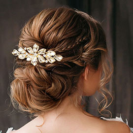 Marquise Stone Cluster Flower Hair Comb
