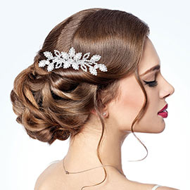 CZ Marquise Stone Accented Flower Hair Comb