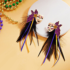 Mardi Gras Masquerade Mask Feather Earrings