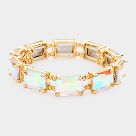 Emerald Cut Stone Stretch Evening Bracelet